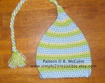 Elf Hat Pattern - Crochet Pattern 41 - us or uk Terms - Newborn to Adult - INSTANT DOWNLOAD