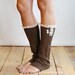 SALE SALE The Lacey Lou Coffee Brown Open-work Leg Warmers with knit lace trim and buttons - Legwarmers boot socks (item no. 3-6)