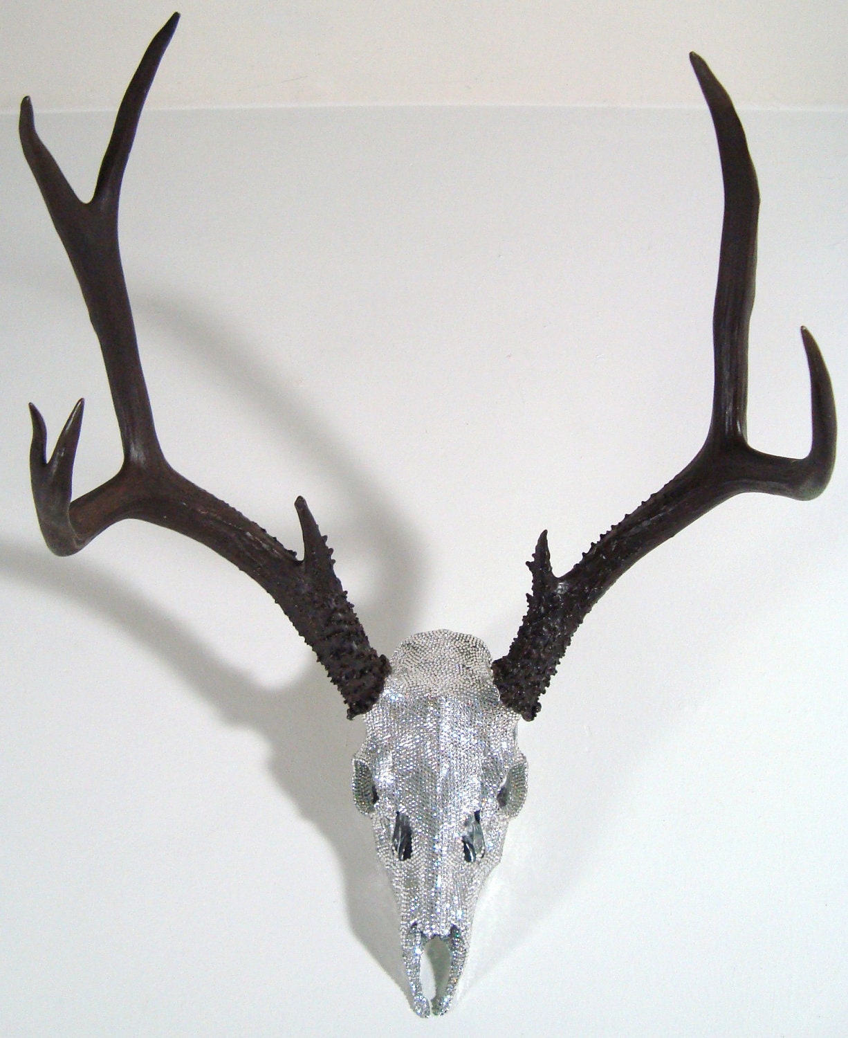 Deer Skull Taxidermy Swarovski Crystal Art Sculpture-  LARGE