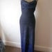 Vintage Ombre Evening Gown Formal Blue Sparkle Draped neck Open Criss cross back Small
