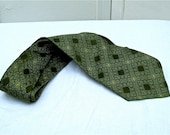 1950s Olive Green Necktie - Vintage Self Lined Space Age Tie