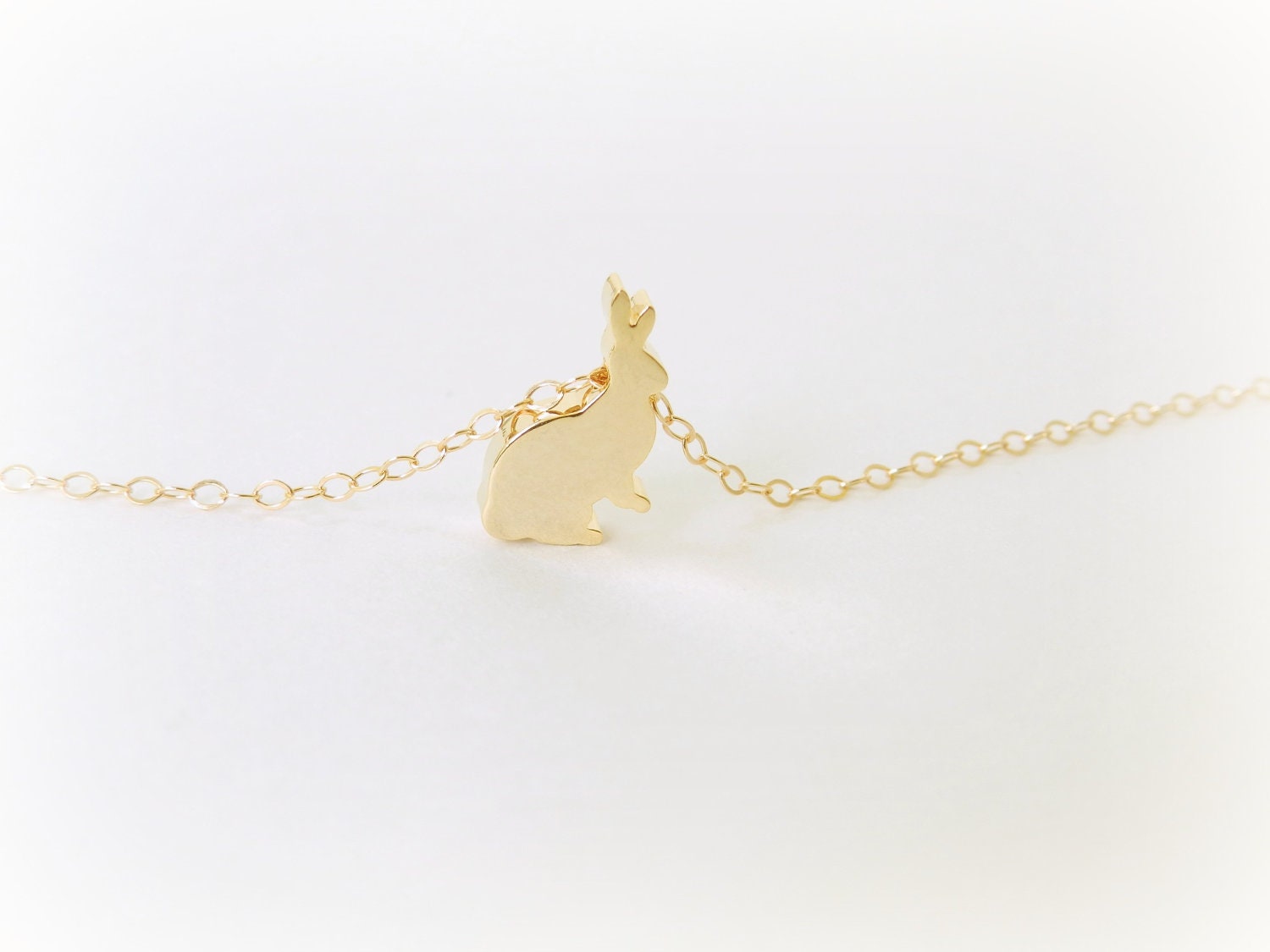 Lucky Bunny necklace with 14k gold filled chain.