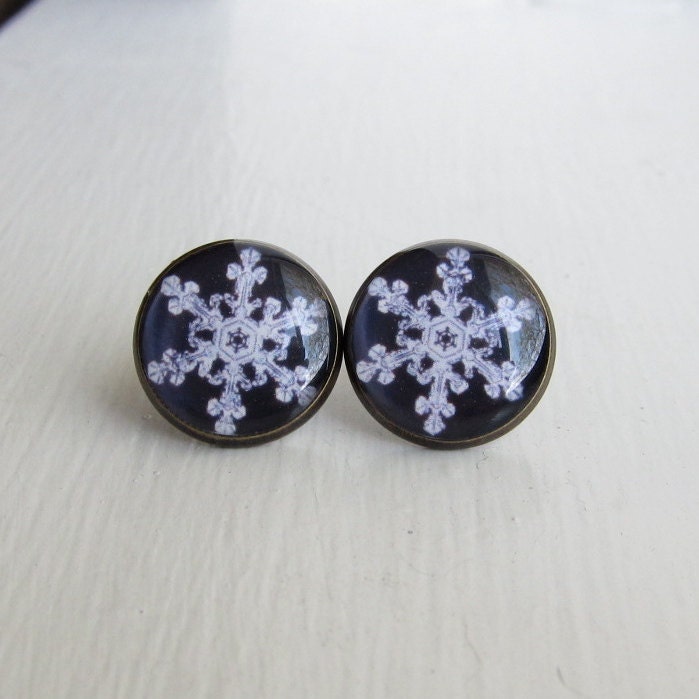 Snowflake Earrings, Large Stud Earrings, Holiday Earrings, Christmas Jewelry