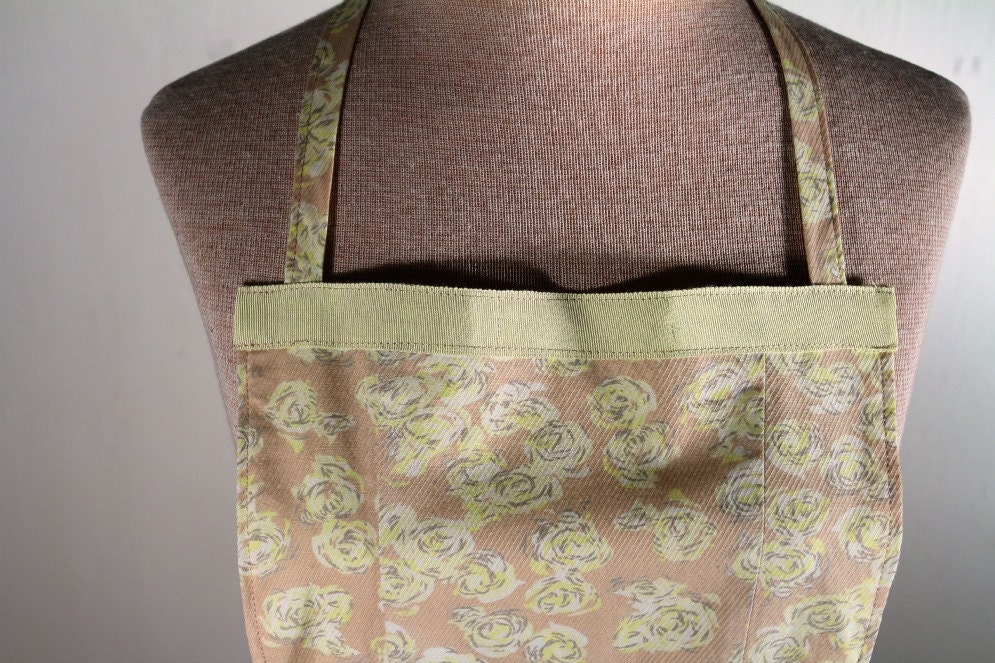 Upcycled Tan & Yellow Floral Womens' Apron