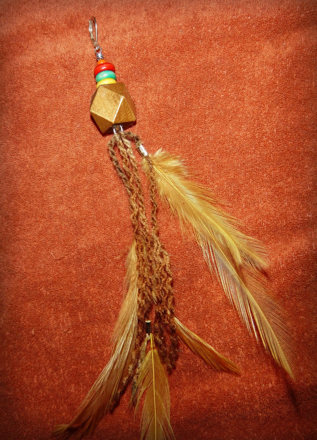 Single Earring with Feathers & Beads