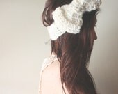 Soft Snow White Bow Headband Earwarmer - Adorable Oversized Bow - Winter Womens / Teen Fashion - Unique Crochet Gifts - Made to Order