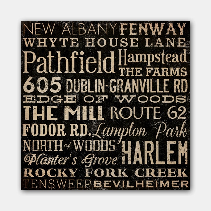 16x16x1.5 inches - Personalized - CUSTOM - Made to Order  READY to HANG - Canvas Wall Art Bus Scroll Sign Poster Quote Subway