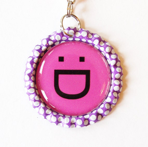 Emoticon, funny charm, zipper pull, purse charm, zipper pull, Geek, Emoticon charm, purple (1859)