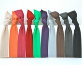 Women's Hair Tie Grab Bag (10) Cloth Yoga Hair Bands - Women's Stretchy Hair Accessories - Emi Jay Like Fold Over Elastic Ribbon Bracelets