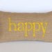 burlap pillow, decorative happy pillow, yellow word pillow, home decor, nursery decor, graduation gift by whimsysweetwhimsy