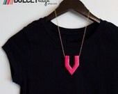 Geometric bright ruby red necklace