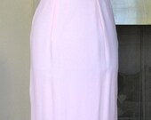 XS PInk Crepe 50s Bombshell Dress Gold Applique Shelf Bust