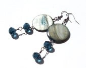 Midnight Titanium Earrings- Silver, Grey ,Blue, Mother of Pearl beads Autumn Jewelry, Fall Fashion, Fall Wedding, 2012 Trend