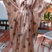 Vintage 1970s Dress Caftan Retro Style Boho Maxi Dress Loose Fit Satin Elastic Waist Tie End Collar Bat Wing Sleeves One Size