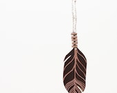 nursing teething necklace feather organic leather