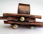 Copper sticks ring handmade adjustable rustic ring metalwork rustic art ring
