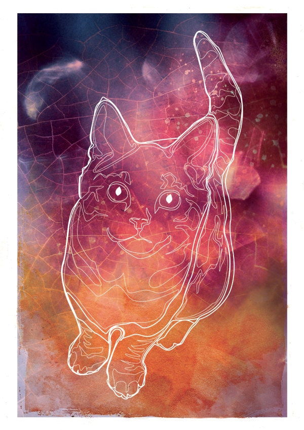 Cat Constellation starry space galaxy custom horoscope - Limited Edition Print