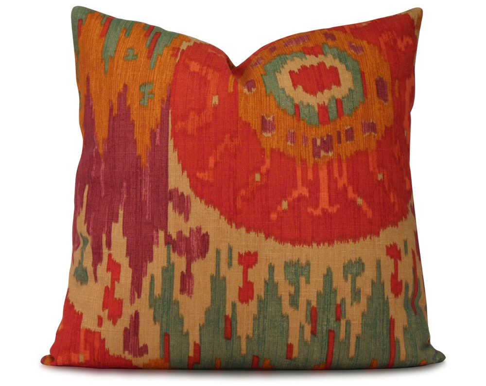 Navajo Nation Ikat Pillow Cover in Red, Purple, Aqua, Orange - Southwestern Style Pillow Cover - Throw Pillow - 18x18 20x20 22x22 or Lumbar