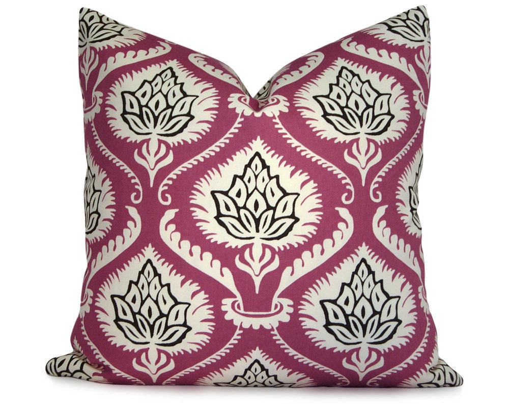 Modern Floral Pillow Cover in Purple, Black and White - Decorative Pillow Cover - Throw Pillow