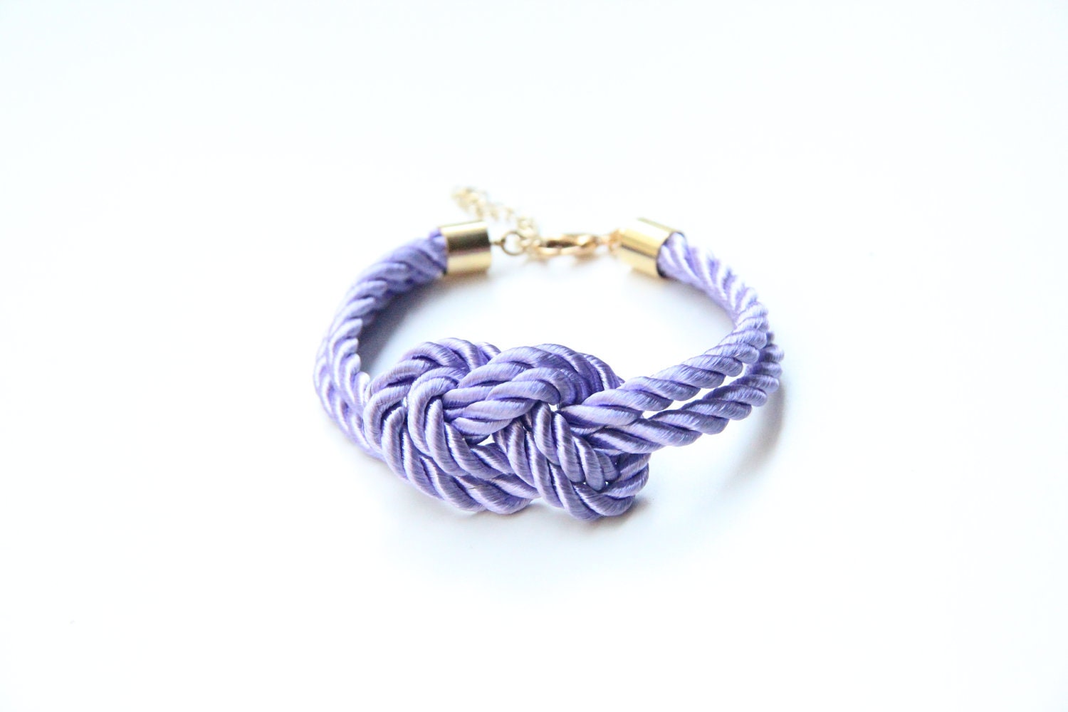 Knot Bracelet - Violet - Purple silk cord Bracelet - 24k gold plated