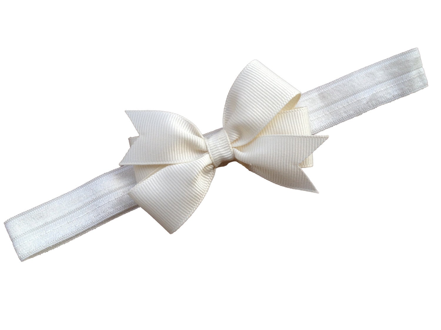 Ivory headband with 3 inch bow - ivory baby headband, ivory newborn headband