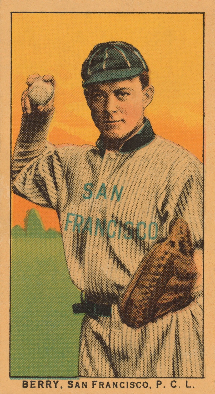 Claude Berry - Baseball Card Print - 24 x 15 inches - San Francisco Seals - PCL - 1910 - OffTheHookInMyNook