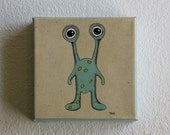 Small Canvas Painting 5x5 Alien Monster Art