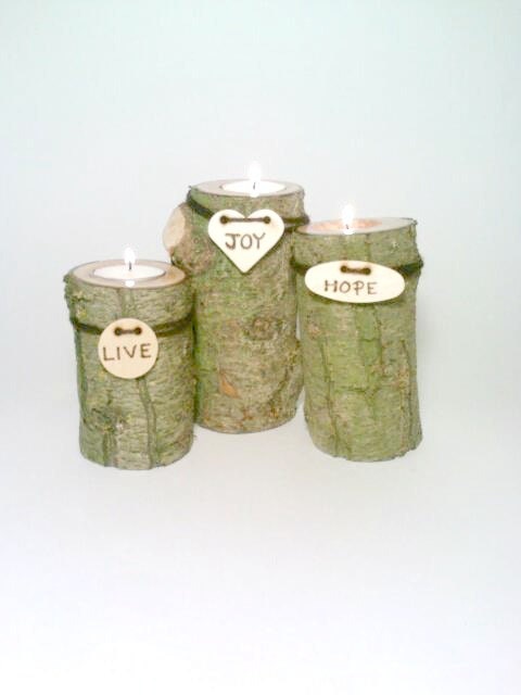 Log Candle Centerpiece, Log Candle Holders, Wedding Centerpiece, Rustic Wedding Decor, Centerpiece