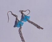 Turquoise Flower Earrings, Spring Wedding Dangle, Modern Long Chains Tassel, DTailsULike Fashion Jewelry