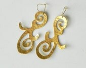 Handmade 14K gold plated ornament earrings with gold plated sterling silver hangers