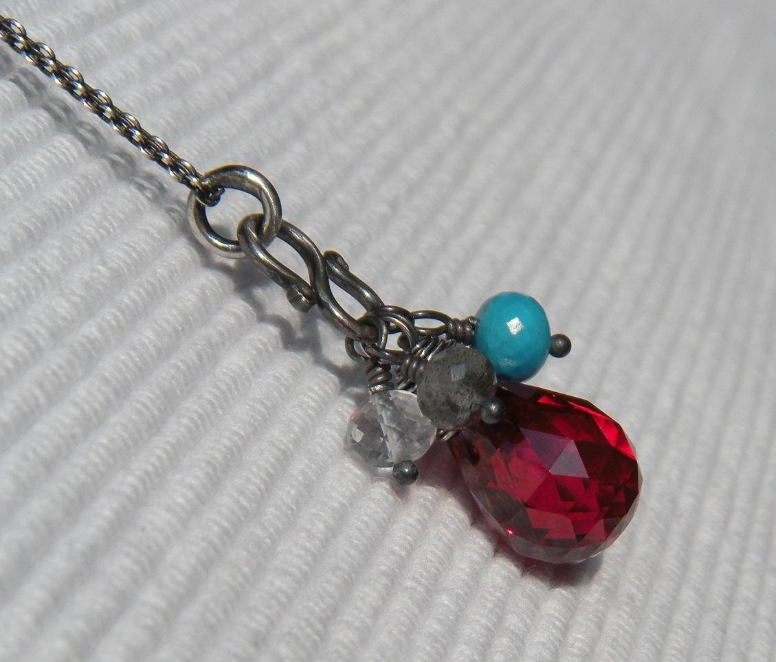 SALE // Red Topaz Drop Necklace