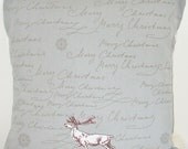 Scandinavian Stag Reindeer & calligraphy  pillow cushion