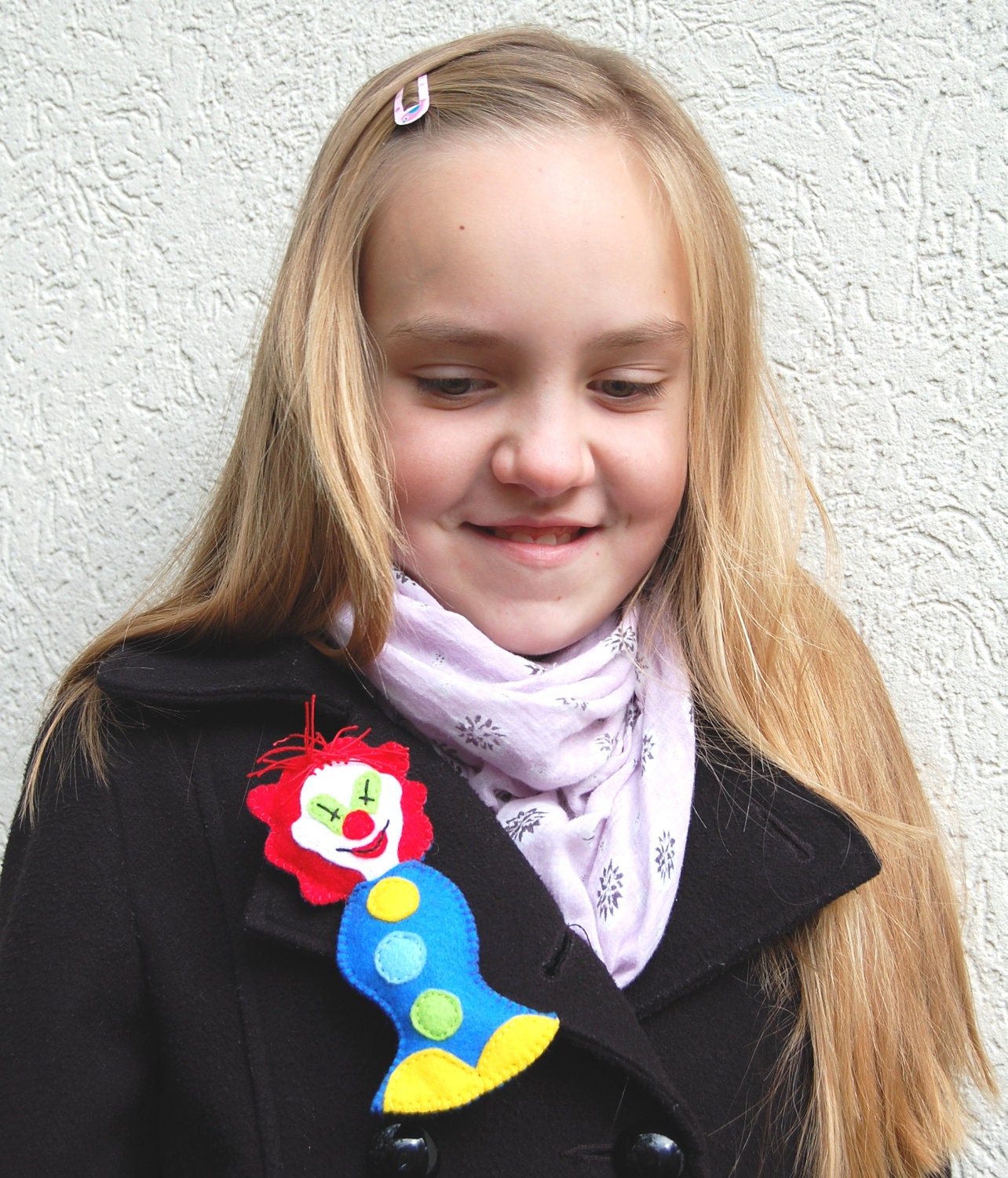 Large felt Clown brooch Children felt jewelry Cute bright brooch Circus Clown doll Colorful spring accessory