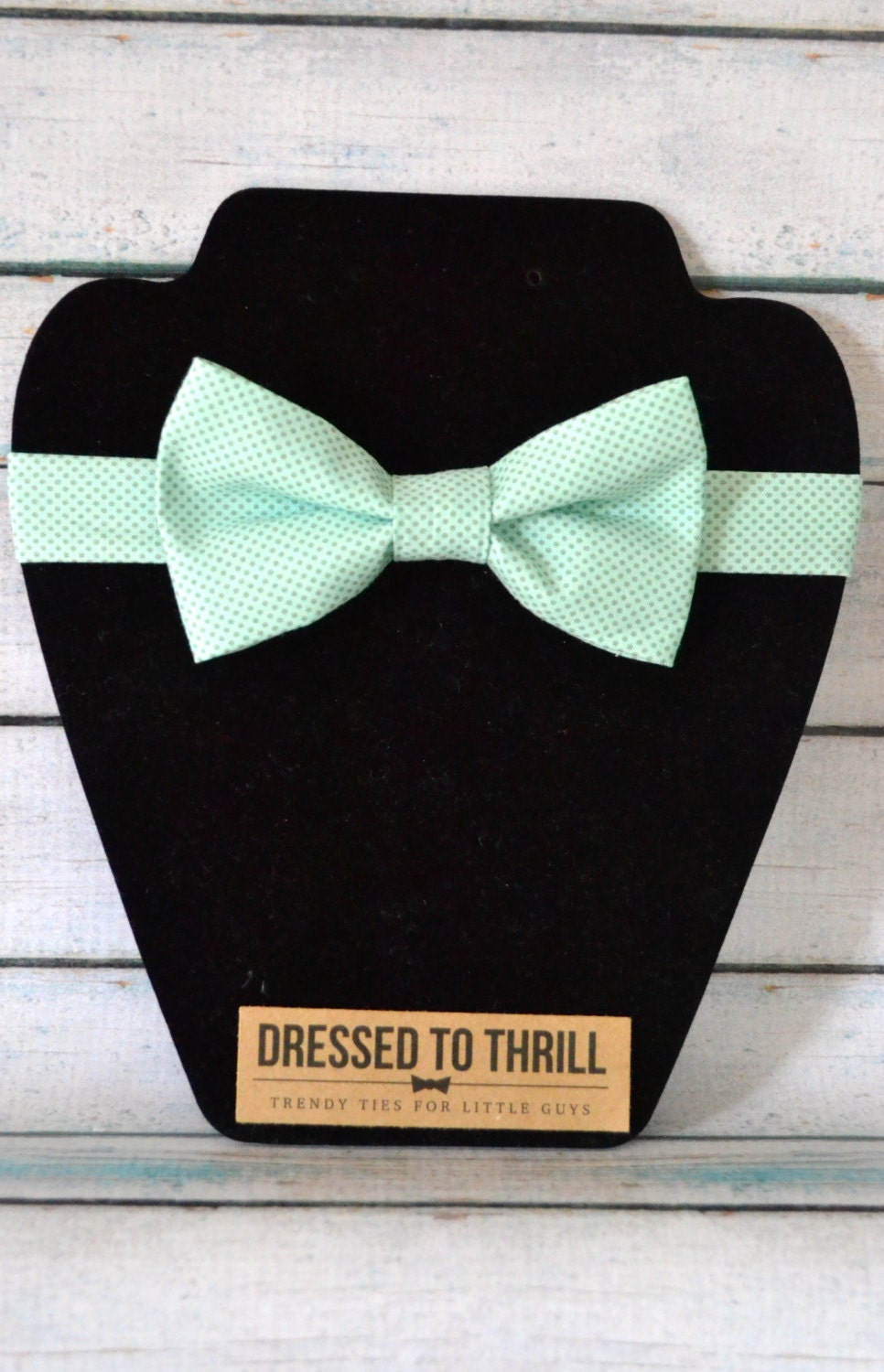 Mint with Grey Gray Polka Dots Adjustable Baby / Toddler / Child Bow Tie