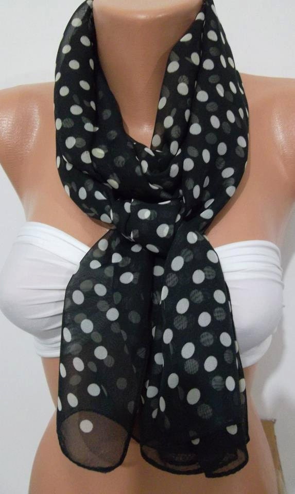 Elegance Scarf Chiffon Scarf Black white