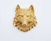 The Otis - 1 Gold Mini Resin Wolf Head- Resin White Faux Taxidermy- Chic & Trendy
