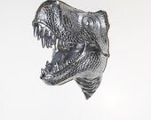 The Bonzai - Chrome Resin T-Rex Head- Trex Resin Chrome Faux Taxidermy- Chic & Trendy
