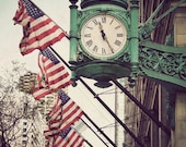 Chicago photograph, fine art travel photography, Marshall Field, mint green clock, Midwest, 8x10 Illinois picture, urban, vintage windy city