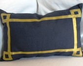 Down Feather Insert Included Blue With Hand-Painted Gold Metallic Pillow (Save on Two) FREE SHIPPING