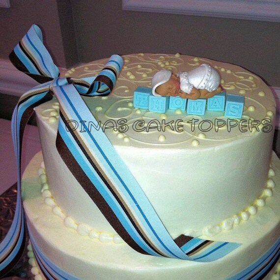 Boy Baptism Christening Cake Topper Baby by DinasCakeToppers