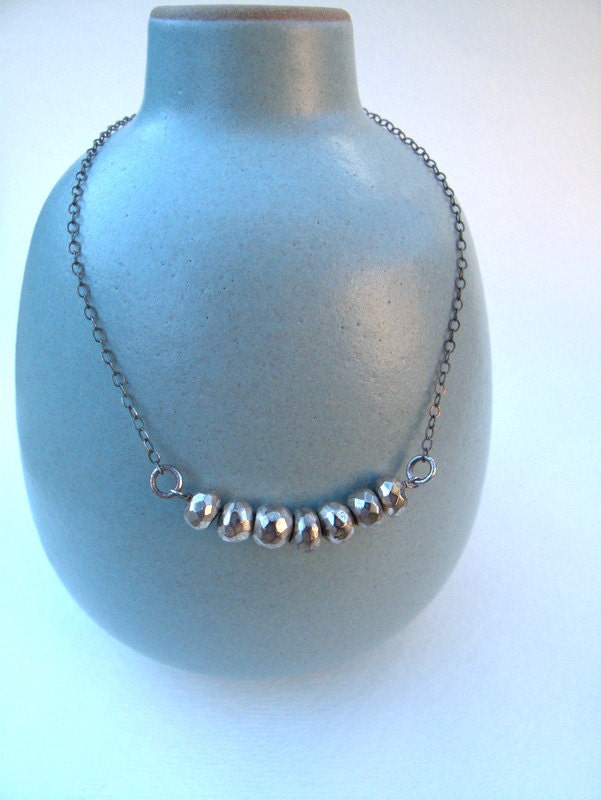 Oxidized silver pyrite necklace