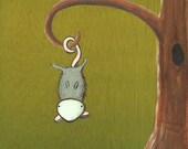 Children Wall Art - Possum Green - cute animal painting print great for kids room, nursery decor
