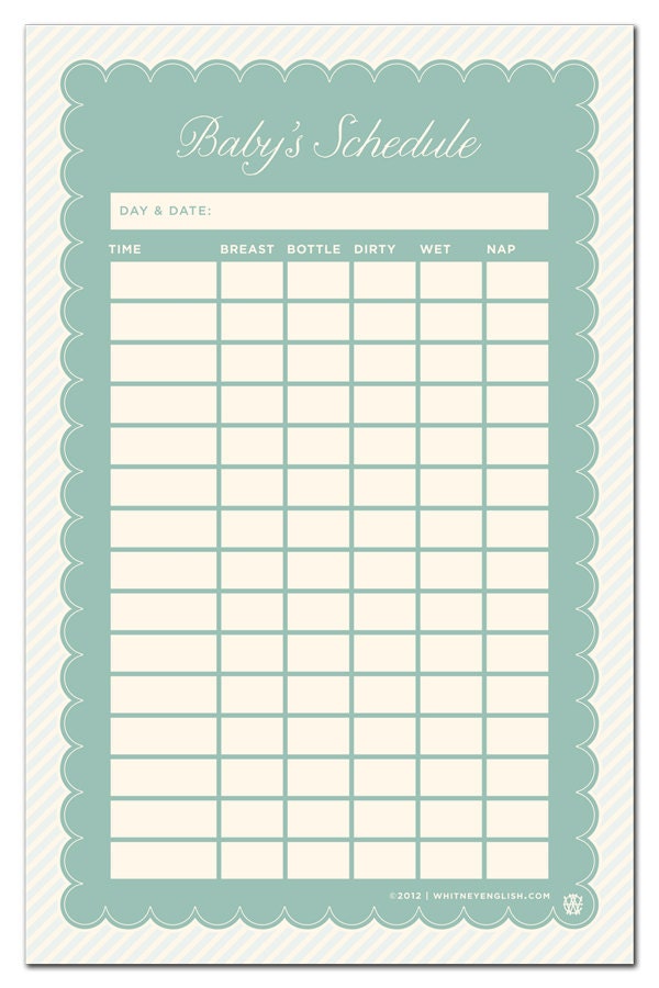 Babys Schedule Blue Note Pad
