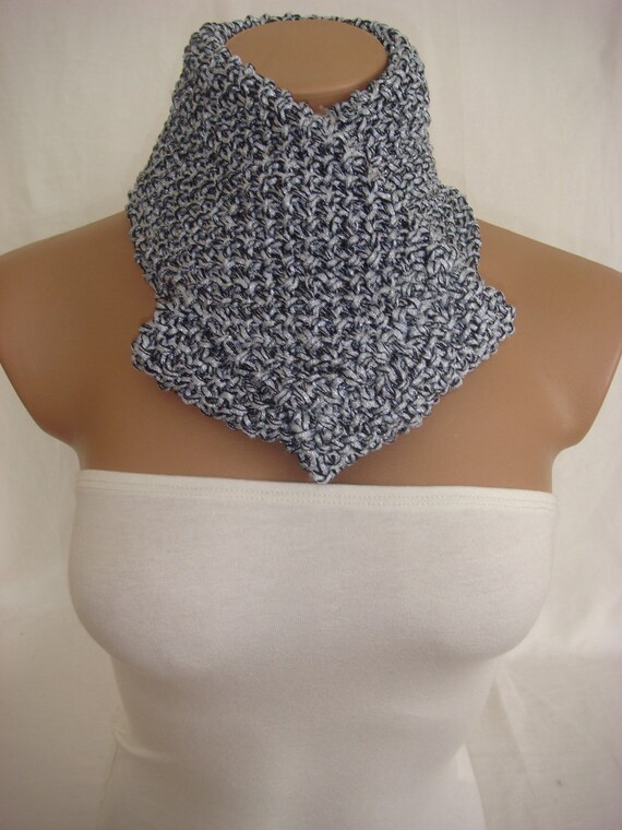 Knitted Silver Gray and Black Elegant Strechy Scarf by Arzu's Style