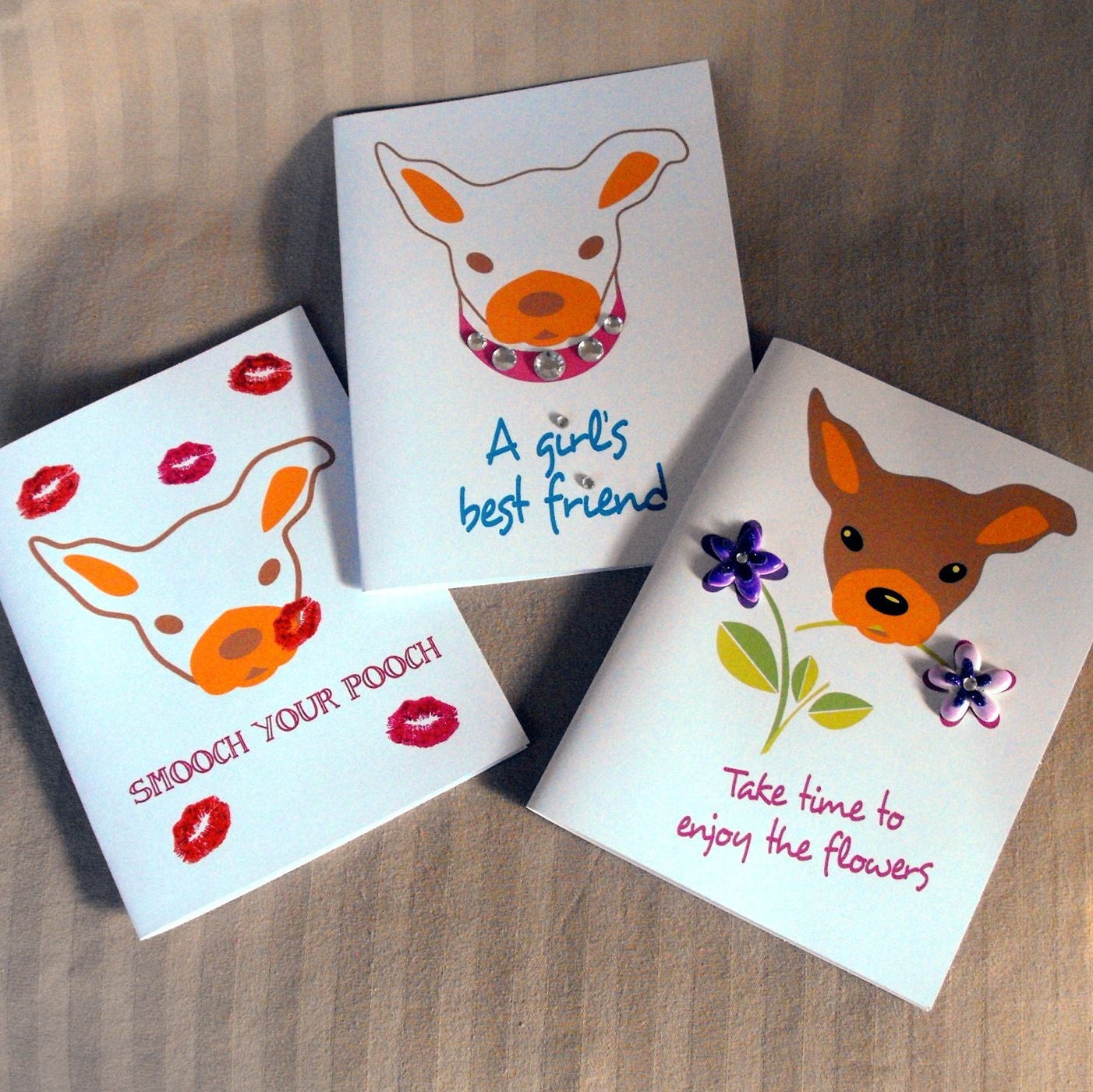 Dog Greeting Cards featuring Pug x Boston Terrier Caricature Pack of 3