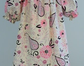 Girls dress pink black cream peasant style paisley church dress size 4 4T ready to ship fall summer
