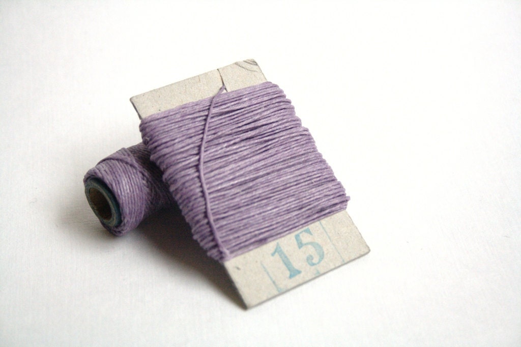 lavender waxed linen thread, 4-ply, 15m