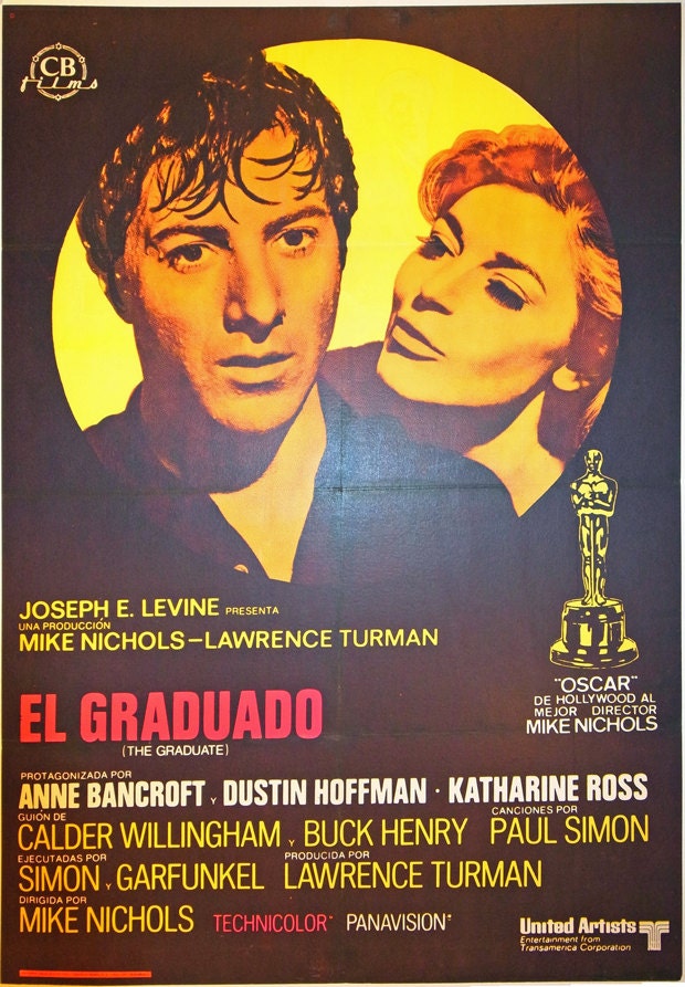 The Graduate, Spanish One Sheet (27x39in aprox) 1969. Original Vintage Movie Poster