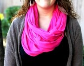 Hot Pink Infinity Scarf - Free Shipping- Pink Cowl- Loop Scarf Infinity