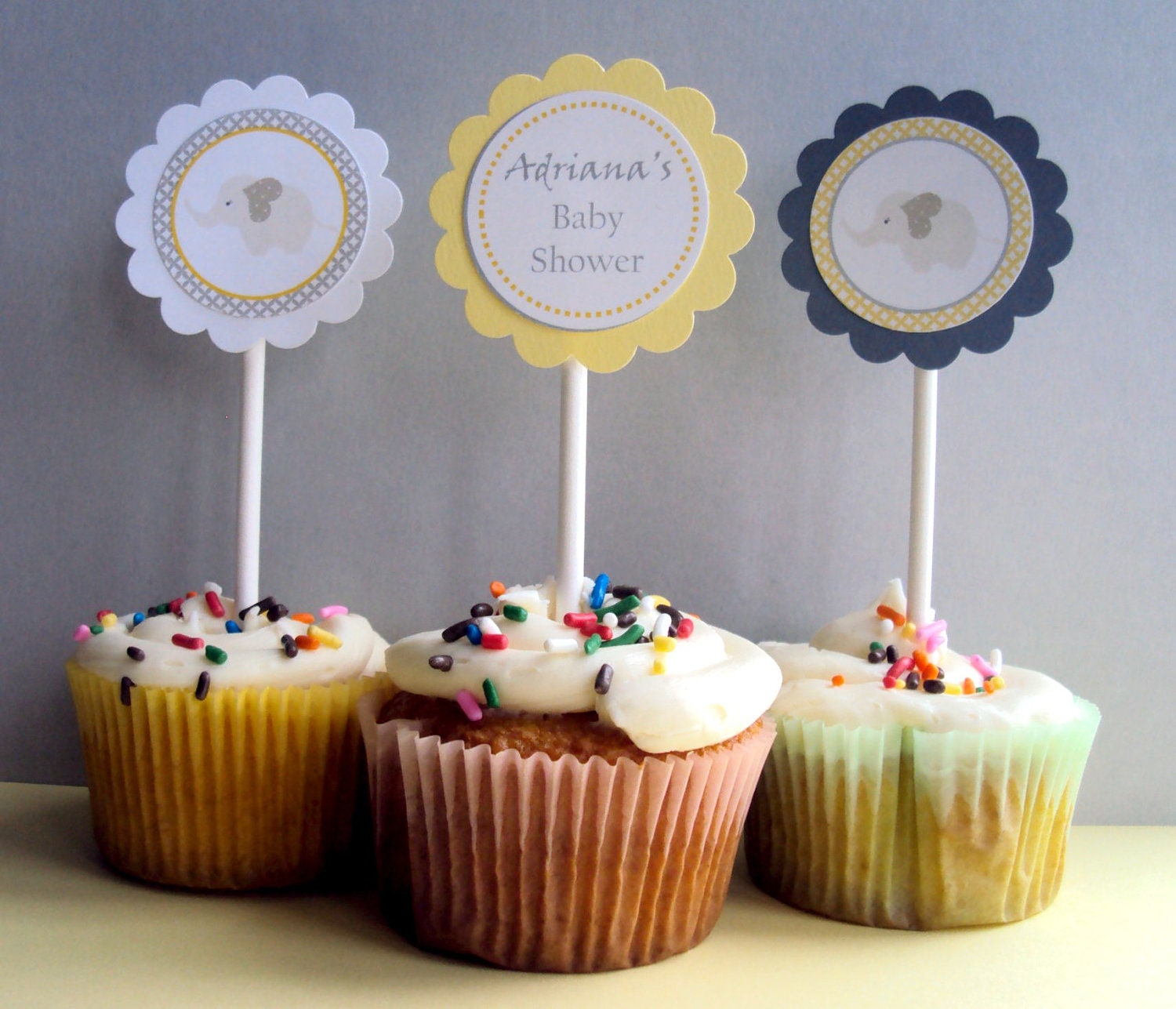 Elephant Cupcake Toppers , Baby Shower Cupcake Toppers